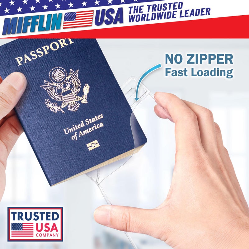 Mifflin-USA Passport & Card Holders (Clear, 4x6 Inches, 100 Pack), Extra Large ID Name Badge Holder, Zipperless Vertical Plastic Card Holders - Image 2